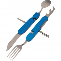 Многофункциональный походный нож (ложка,вилка,нож) 6-в-1, синий купить в Хабаровске