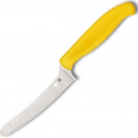 Универсальный кухонный нож Spyderco Z-Cut Serrated Offset Kitchen, сталь CTS™ — BD1 Alloy, рукоять желтый полипропилен купить в Хабаровске