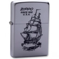 Зажигалка ZIPPO Boat-Zippo Satin Chrome, латунь с ник.-хром. покрыт., сереб., матовая, 36х56х12мм купить в Хабаровске