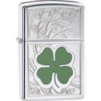 Зажигалка ZIPPO Classic «Клевер» с покрытием High Polish Chrome купить в Хабаровске